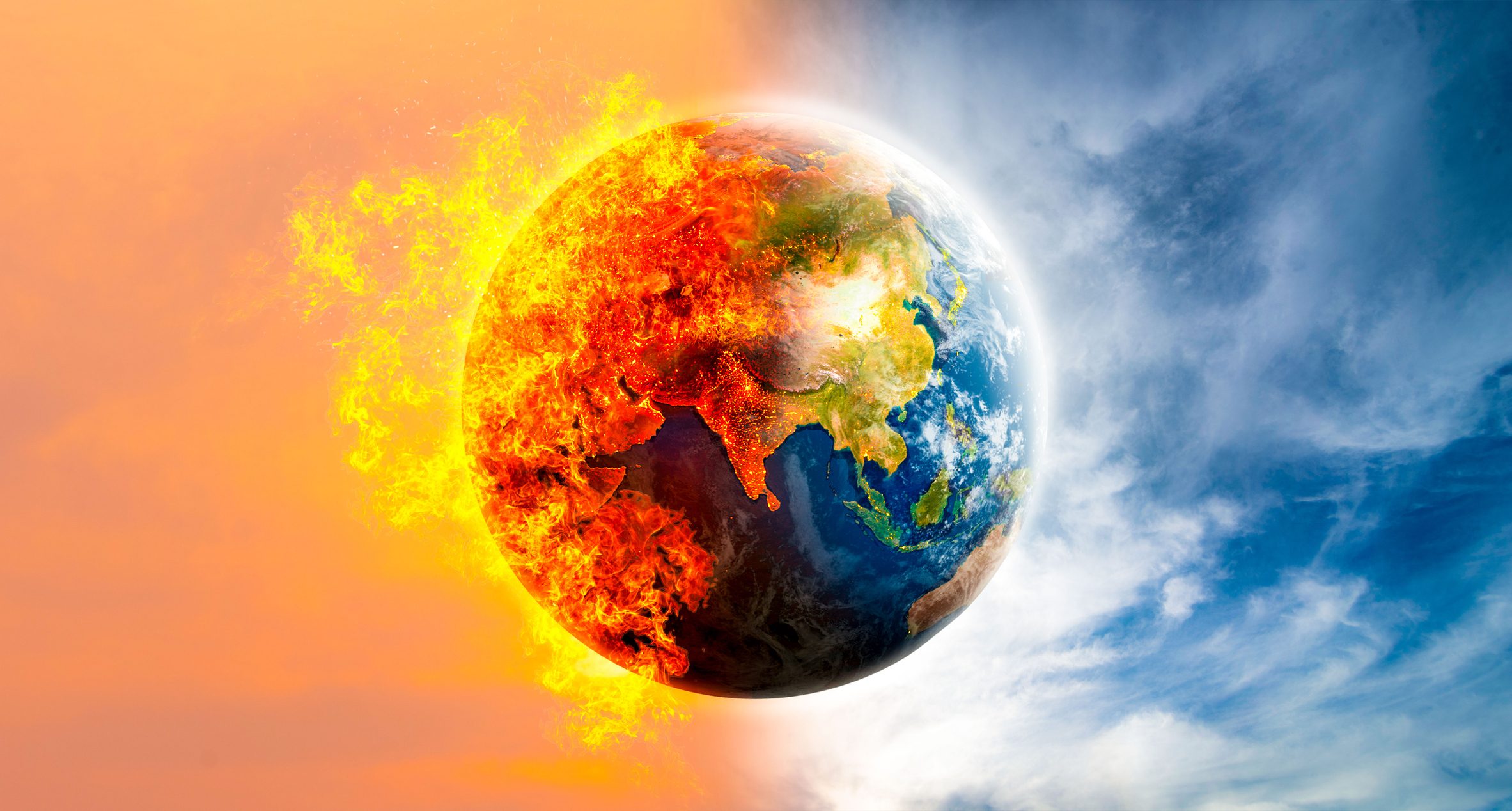 3D image of Earth being burned