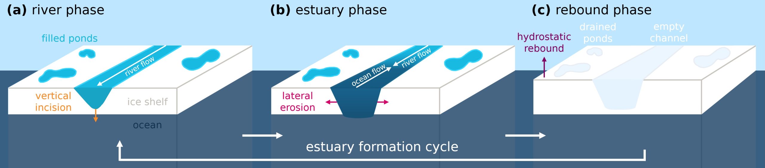 Petermann Ice Shelf estuary formation