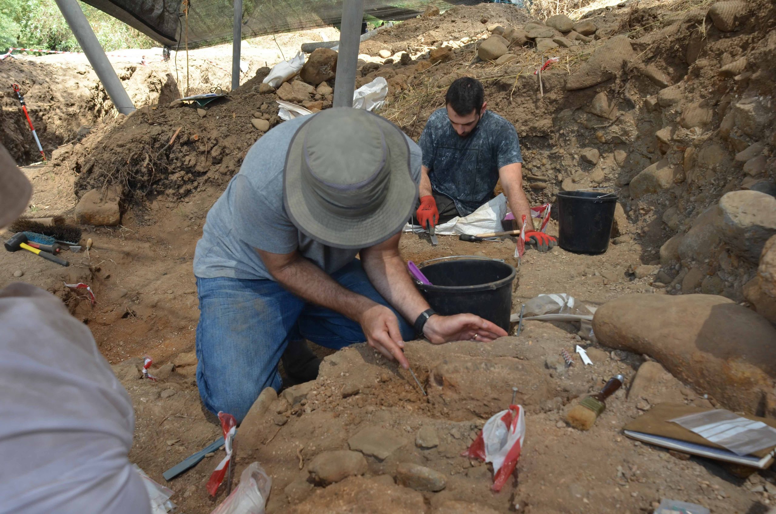 The excavation site on the banks of the Jordan River