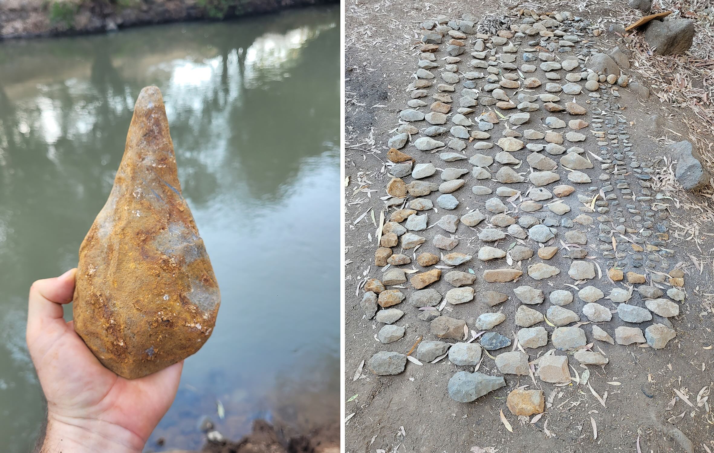 Stone tools uncovered at the Acheulian site