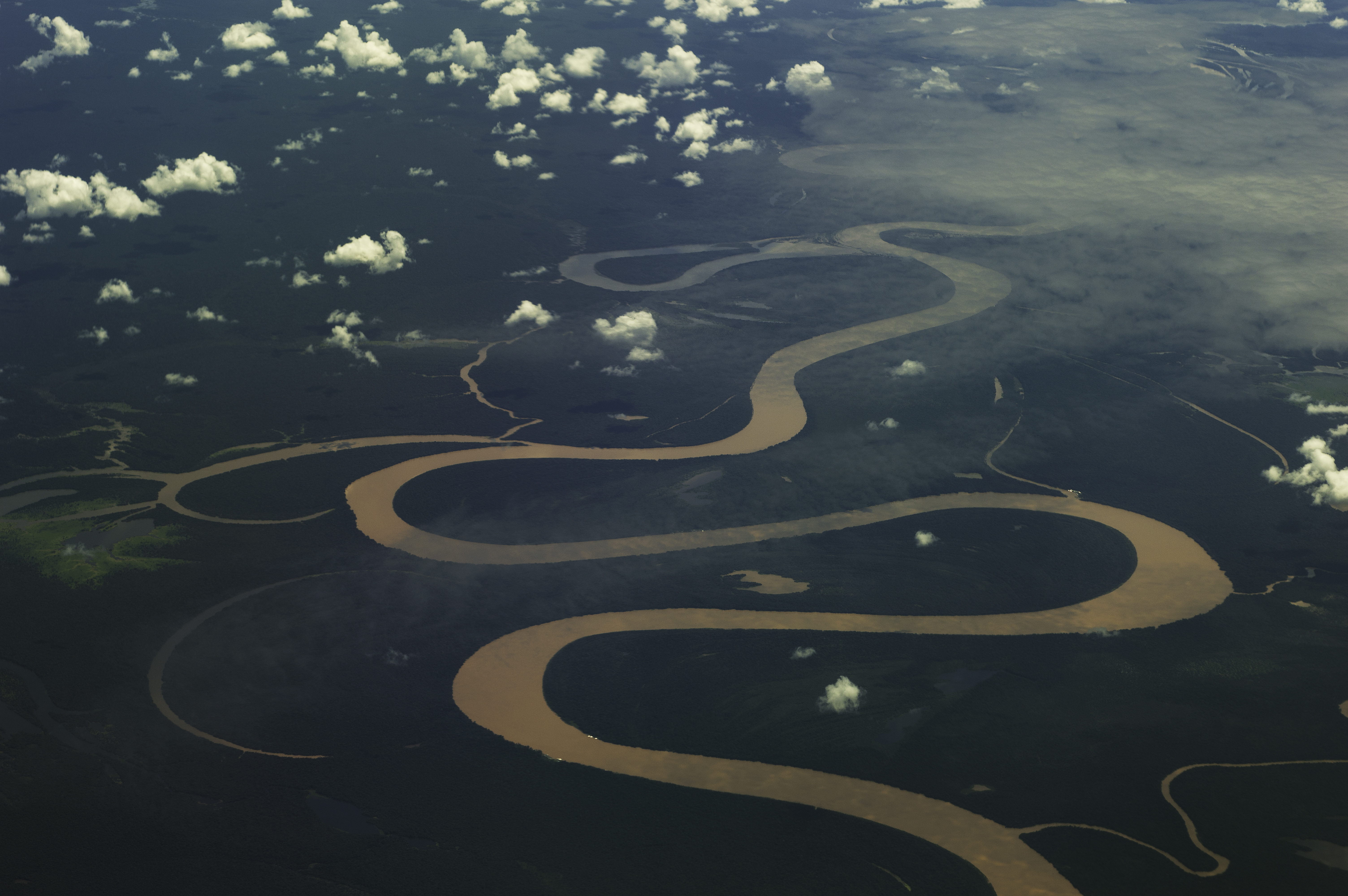 Aerial view of the Amazon river Aerial view of the Amazon river twisting through the rainforest near Manaus